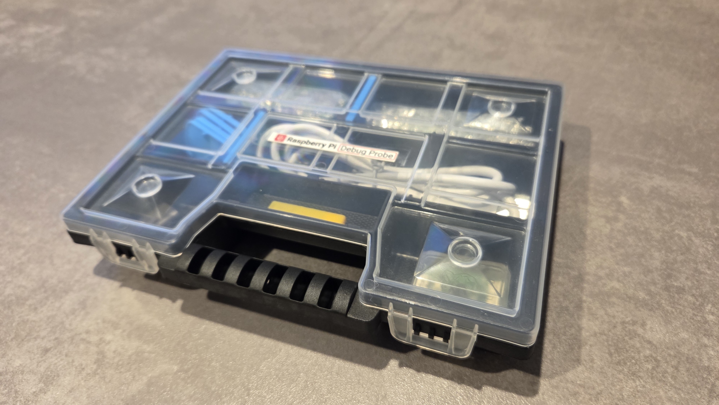 Closed assortment box with my Raspberry Pi Pico 2W travel kit