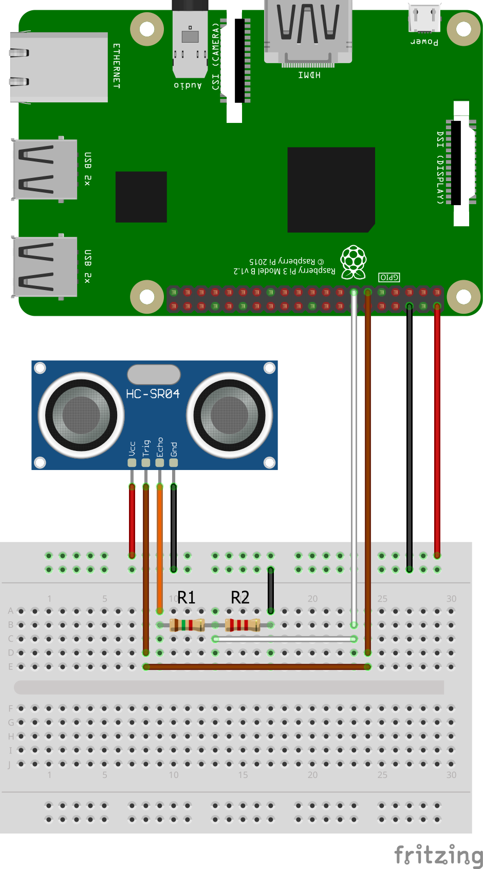 hc-sr04 wiring to Raspberry Pi 3