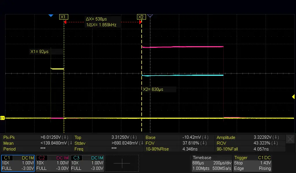 Sensor dead time between trigger pulse and echo pulse
